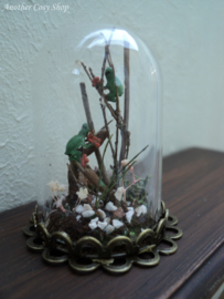 Puppenhaus-Miniatur-Glaskuppel mit Fröschen im Maßstab 1:12