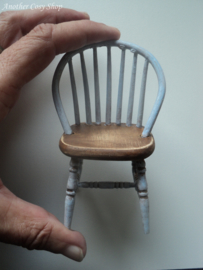 Dollhouse miniature stick back chair blue in 1"  scale