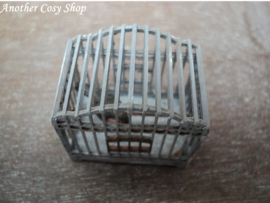 Dollhouse miniature birdcage with bird in one inch scale