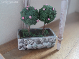 Dollhouse miniature  planter  with bonsai trees in  1" scale