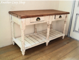Dollhouse miniature work table with drawers in 1" scale