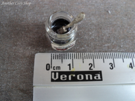 Dollhouse miniature glass jam jar with spoon in 1" scale