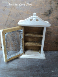 Dollhouse miniature  storage cabinet with mesh door in 1" scale