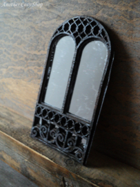 Dollhouse miniature cathedral style stained mirror in 1" scale