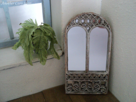 Dollhouse miniature cathedral style white mirror in 1" scale