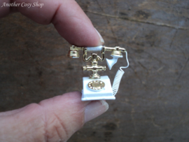 Poppenhuis miniatuur ouderwetse witte telefoon schaal 1:12