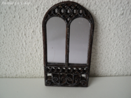 Dollhouse miniature cathedral style stained mirror in 1" scale