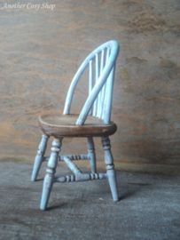 Dollhouse miniature stick back chair blue in 1"  scale