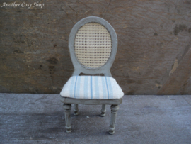 Dollhouse miniature chair with webbing back in French style in 1"scale