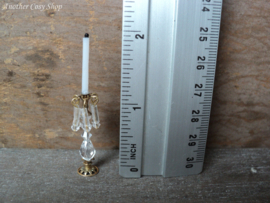 Dollhouse miniature tall candlestick with crystals in 1" scale