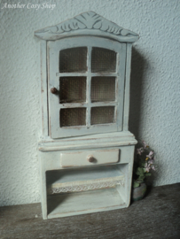 Dollhouse miniature shabby chic storage cupboard in 1"scale