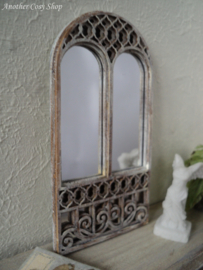 Dollhouse miniature cathedral style white mirror in 1" scale