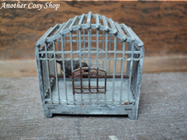 Dollhouse miniature birdcage with bird in one inch scale