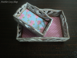 Dollhouse miniature set of serving trays in 1" scale