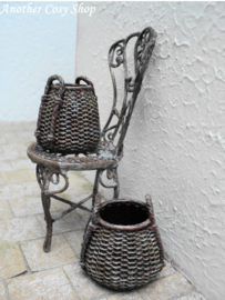 Dollhouse miniature harvest basket medium in 1" scale