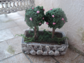 Dollhouse miniature  planter  with bonsai trees in  1" scale