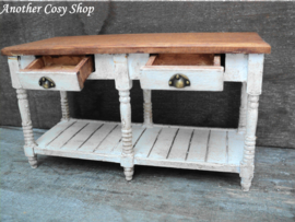 Dollhouse miniature work table with drawers in 1" scale