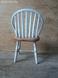 Dollhouse miniature stick back chair blue in 1"  scale