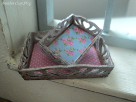 Dollhouse miniature set of serving trays in 1" scale