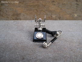 Dollhouse miniature antique telephone black 1" scale
