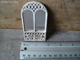 Dollhouse miniature cathedral style white mirror in 1" scale