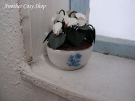 Dollhouse miniature cyclamen in pot 1" scale