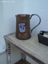 Dollhouse miniature vintage metal pitcher in 1"scale