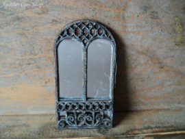 Dollhouse miniature cathedral style stained mirror in 1" scale