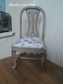 Dollhouse miniature chair blue fabric in 1"scale