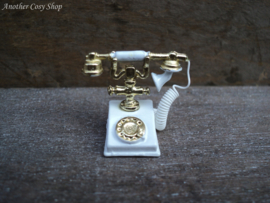 Poppenhuis miniatuur ouderwetse witte telefoon schaal 1:12