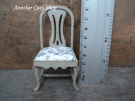 Dollhouse miniature chair blue fabric in 1"scale