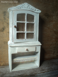 Dollhouse miniature shabby chic storage cupboard in 1"scale