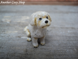 Dollhouse miniature Maltese dog in 1" scale