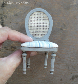 Dollhouse miniature chair with webbing back in French style in 1"scale