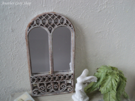 Dollhouse miniature cathedral style white mirror in 1" scale