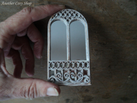 Dollhouse miniature cathedral style white mirror in 1" scale