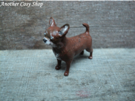 Poppenhuis miniatuur kortharige chihuahua schaal 1:12
