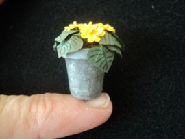 Poppenhuis miniatuur gele primula in pot schaal 1:12