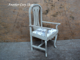 Dollhouse miniature armchair French blue fabric 1"scale