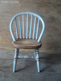 Dollhouse miniature stick back chair blue in 1"  scale