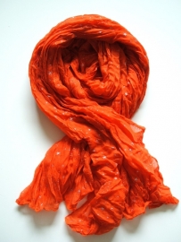 SALE. Sjaal met Sterren, oranje/zilver.