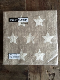Servetten met sterren taupe van Paper + Design