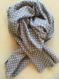 Sjaal jeansblauw/witte polkadot.