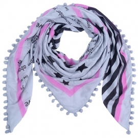 Sjaal bohemian met sterren grijs/pink.