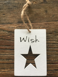 Houten label Wish, 5 stuks