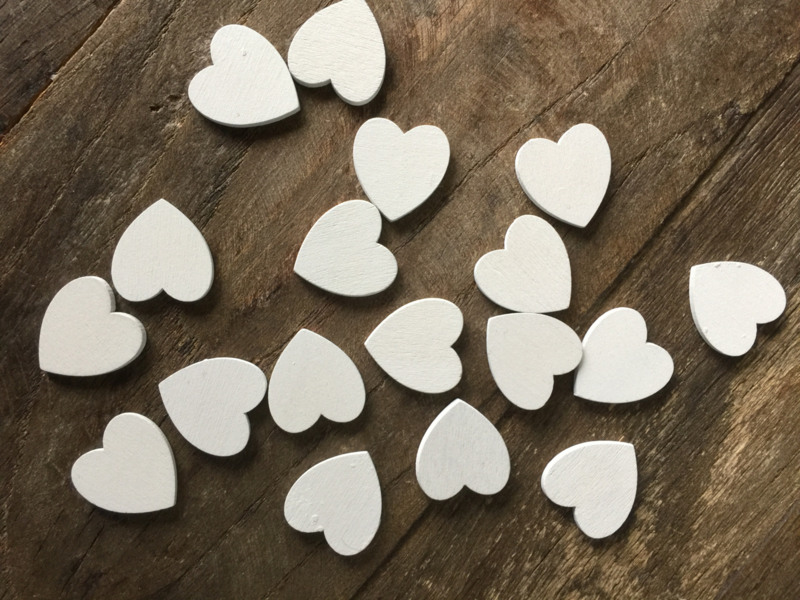 mout Transparant Waakzaamheid Witte houten hartjes XS per 100 stuks | Stempels/Stickers/Labels | Harten  en Sterren