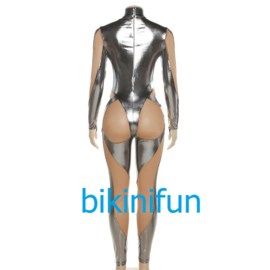 catsuit zilver transparant 38