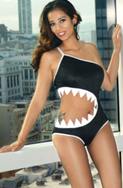 Sharkini monokini zwart XL Shark Bite Haai