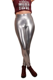 sexy lak legging cameltoe L zilver