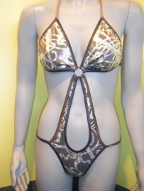 string Monokini "Danielle" grijs wetlook M 36/38